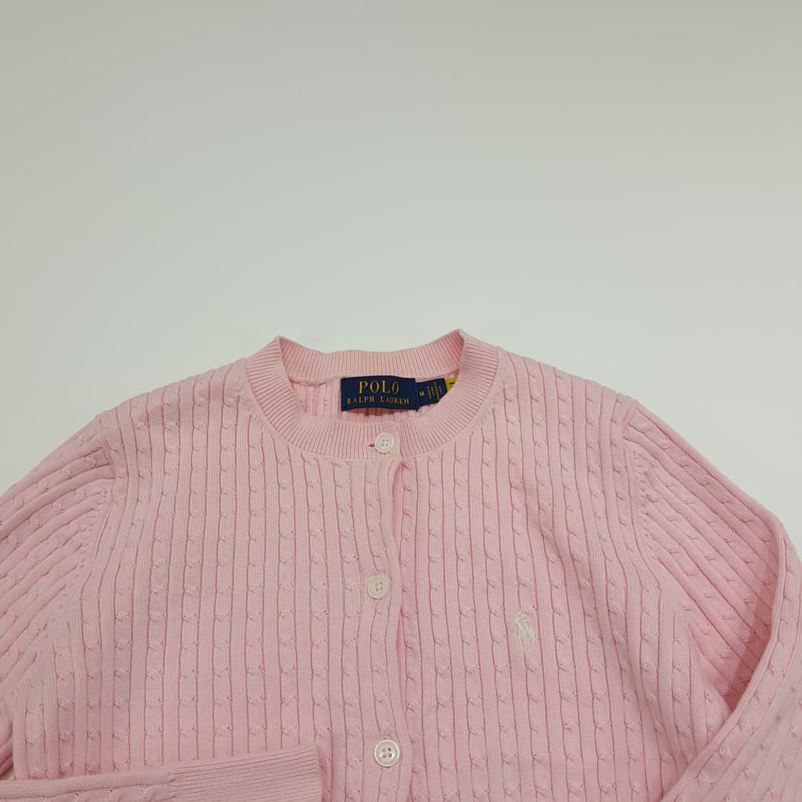 CN887W M 폴로 랄프로렌 핑크 케이블 QR 니트 스웨터 가디건 상품이미지3