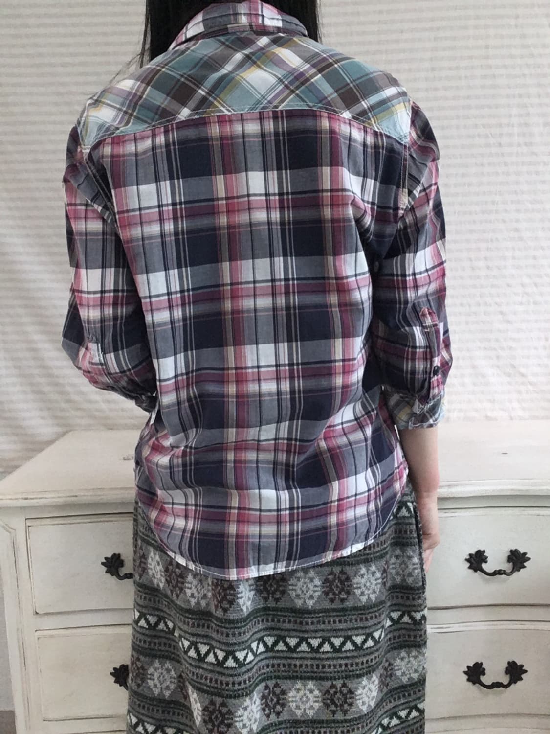 jpn vintage navy check pocket shirt 상품이미지5