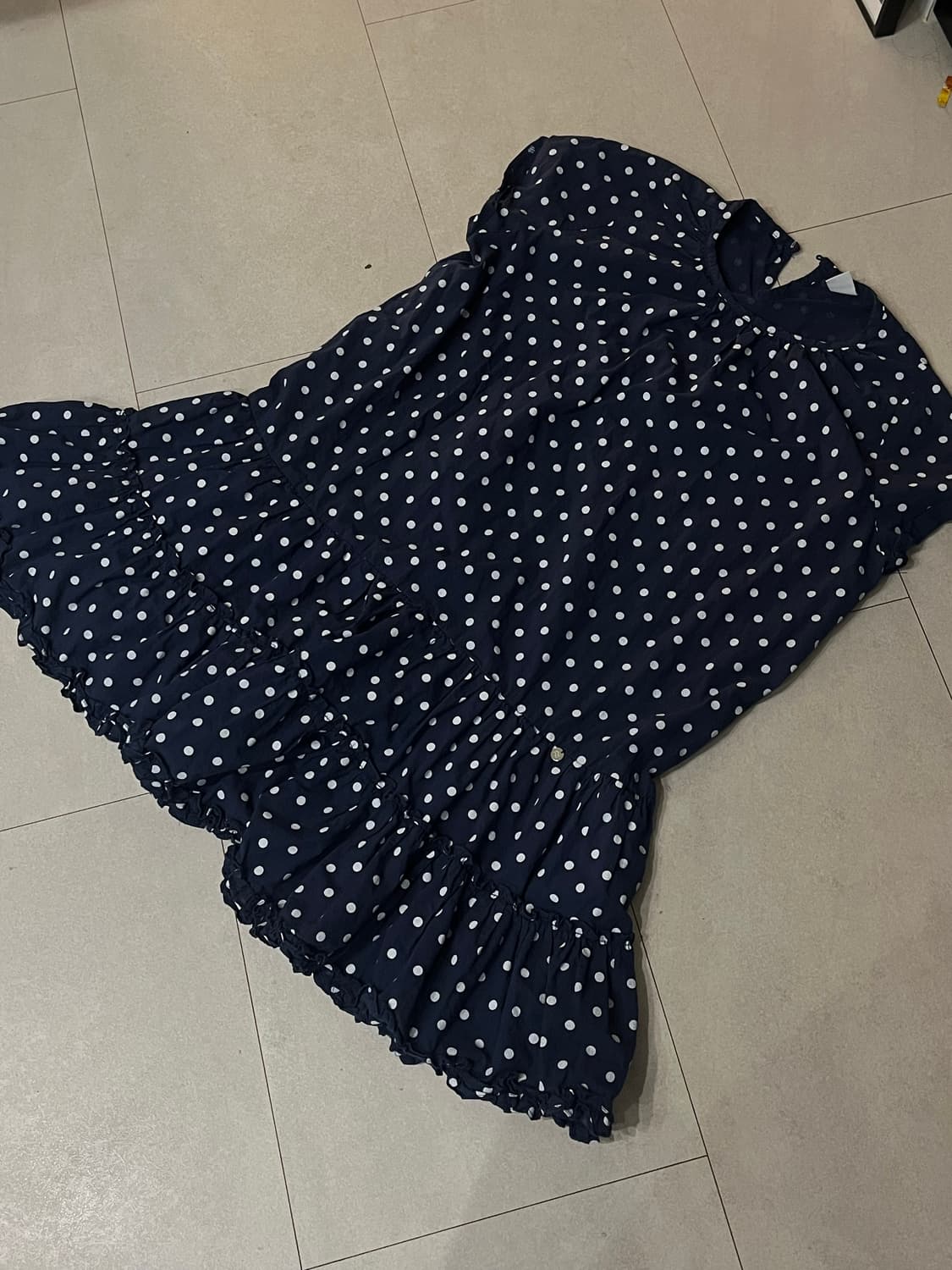 론론 프릴 도트 원피스 네이비 상품이미지3