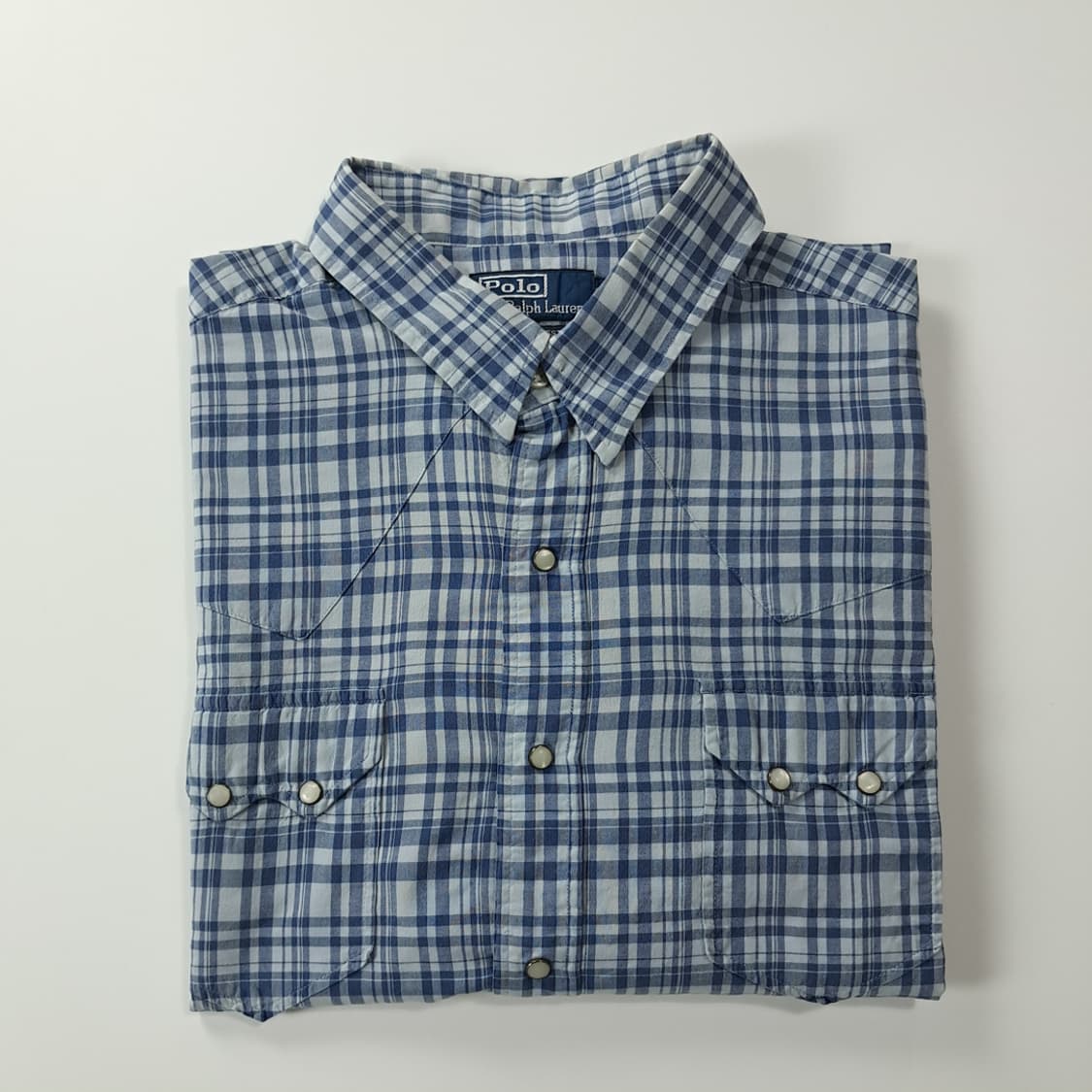 CK557 2XL 폴로 90s 웨스턴체크 블루 셔츠 남방 상품이미지8