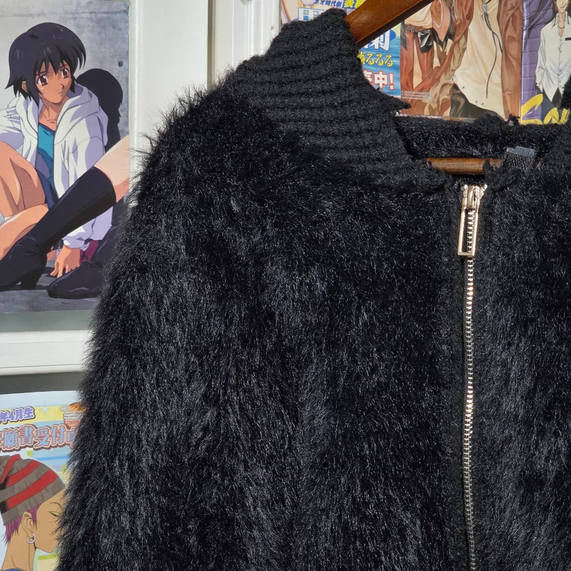 그런지 펑크 퍼 니트 투웨이 후드집업 상품이미지3