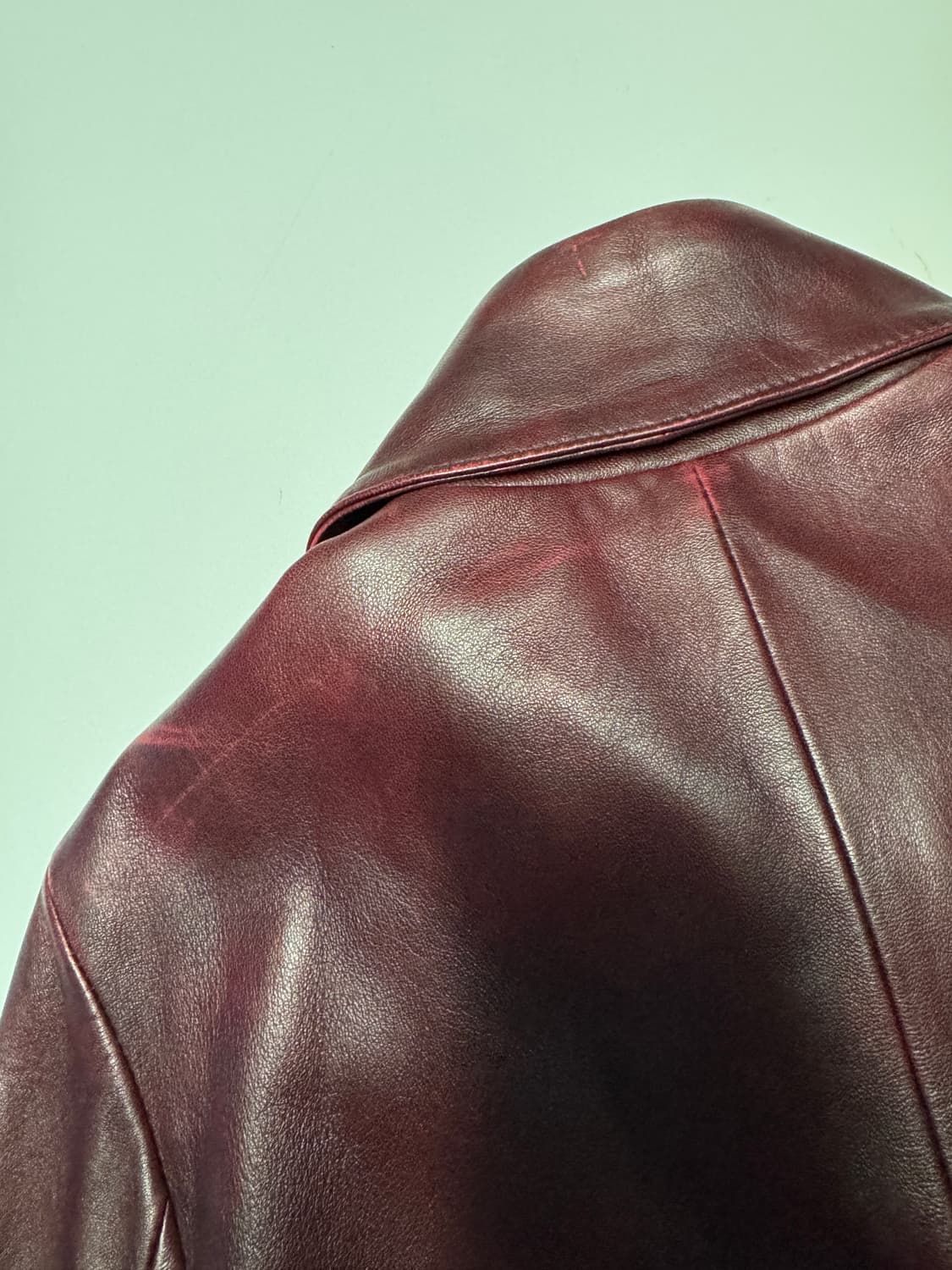 여성 빈티지 버건디 락시크 리얼 양가죽 자켓 44 상품이미지5