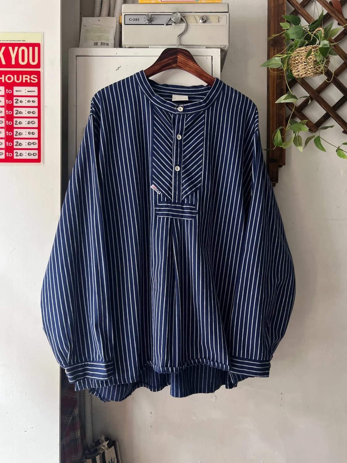 [2XL]80's 프렌치 빈티지 와바시 헨리넥 셔츠 상품이미지1