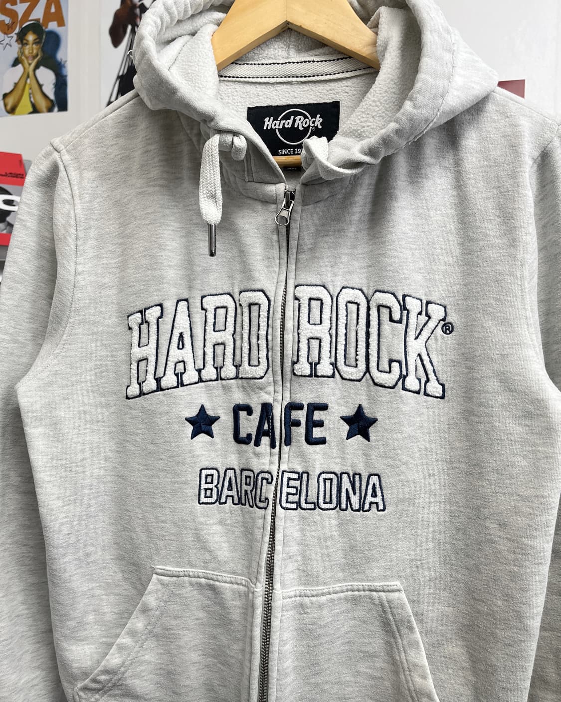 하드락카페 아플리케 로고 멜란지 후드집업 상품이미지6