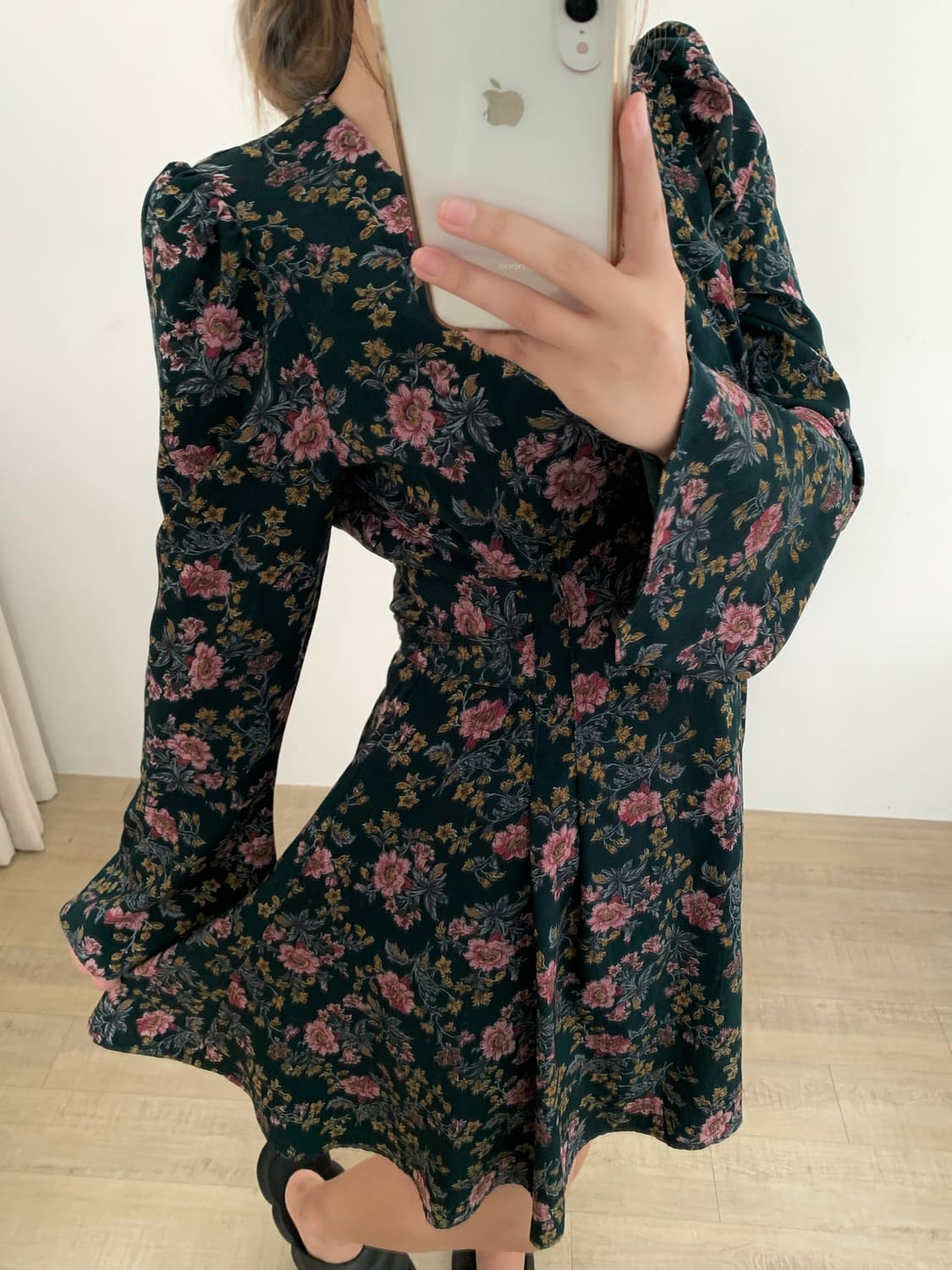 빈티지 그린 플라워 패턴 원피스 상품이미지5