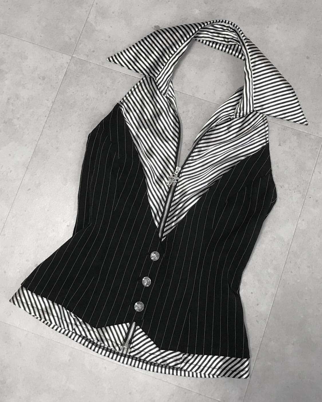punk stripe halter vest 상품이미지5