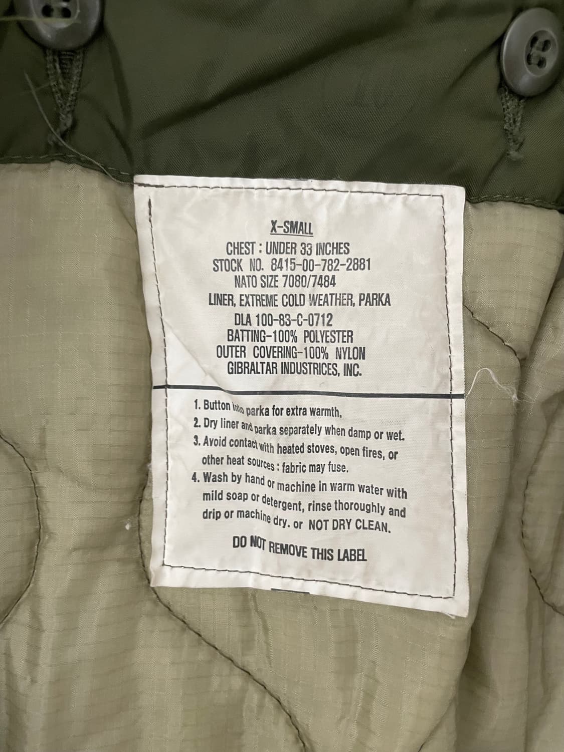 미군 오리지널(OG) M65 피쉬테일 파카 XS 상품이미지3