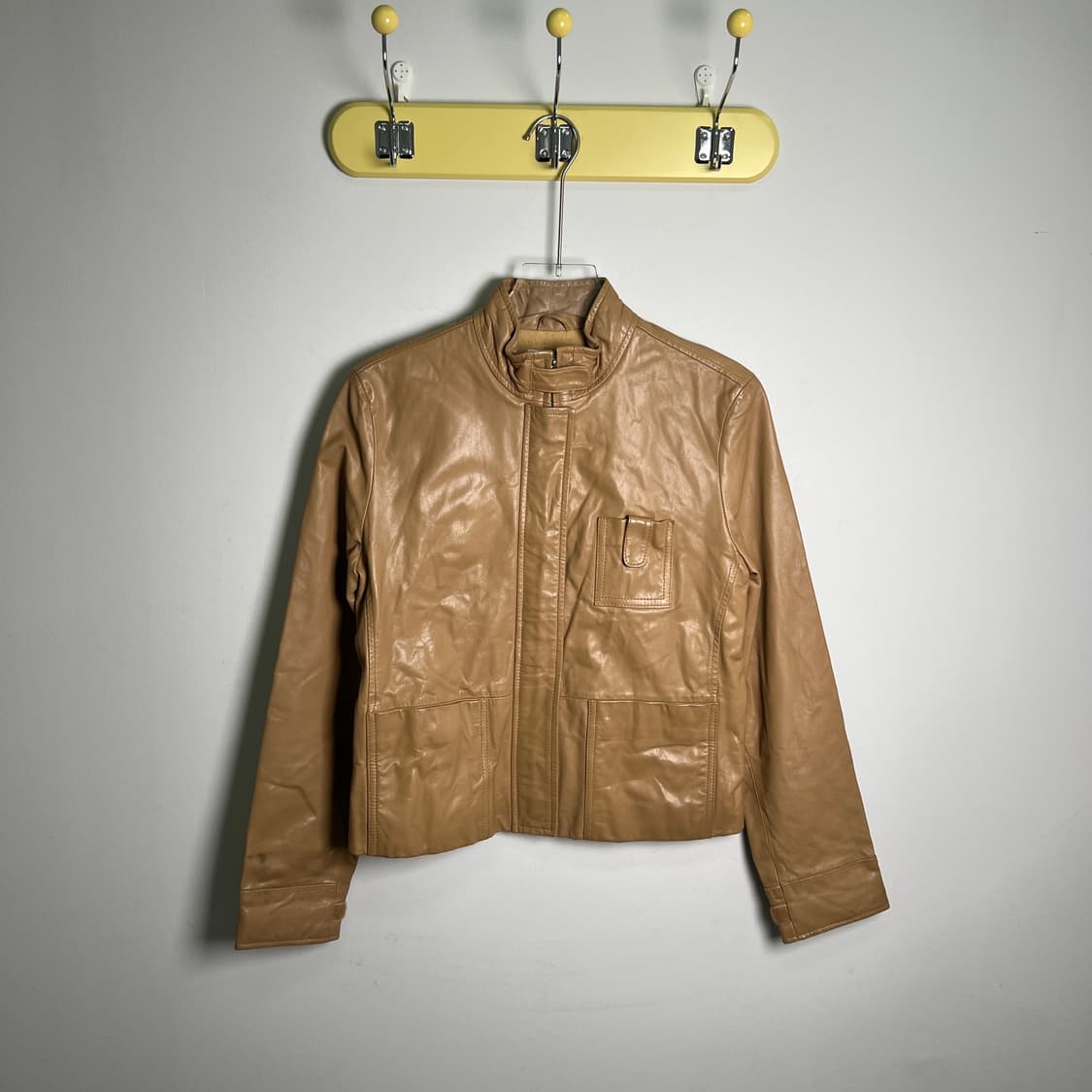 90's 아르마니 익스체인지 베이지 가죽 자켓 S 상품이미지1