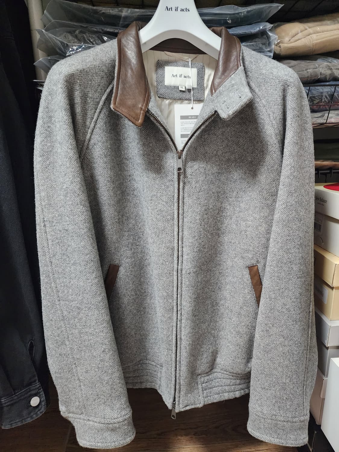 [XL][새상품] 아트이프액츠 레더 카라 캐시미어 세인트 헤링턴 자켓 상품이미지3