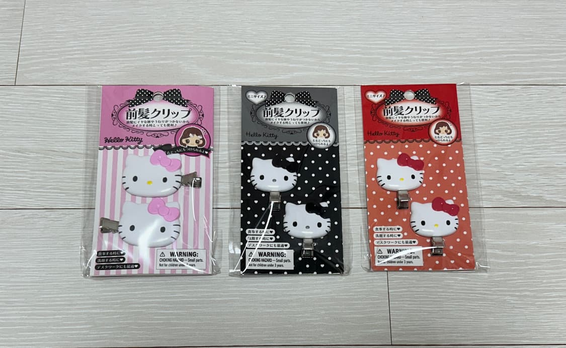 헬로키티 헤어핀 클립 (핑크 기본/블랙, 레드 미니) 상품이미지1