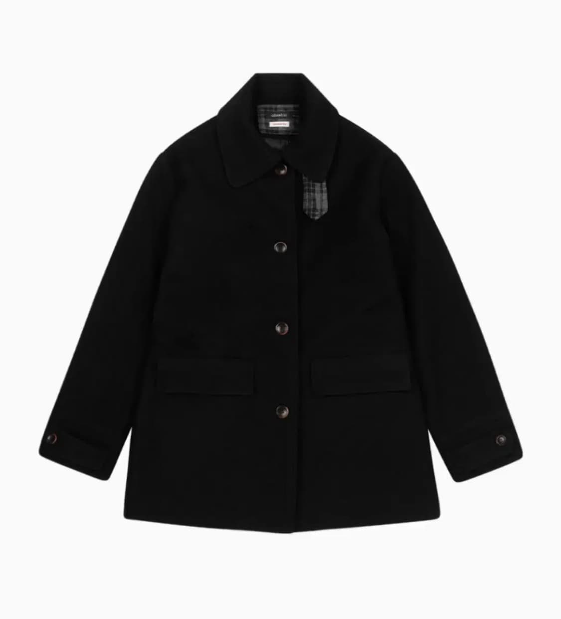 오헤시오 코트 블랙 check half wool coat 상품이미지1