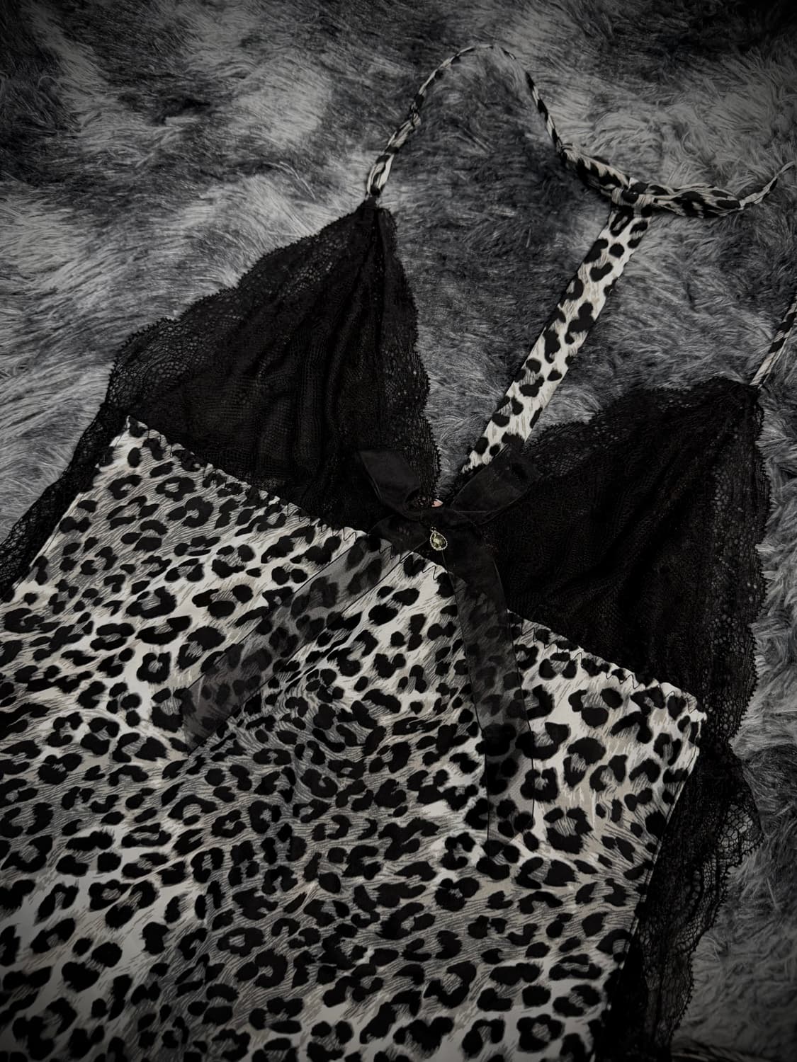 그레이 호피 레이스 슬립나시 상품이미지3