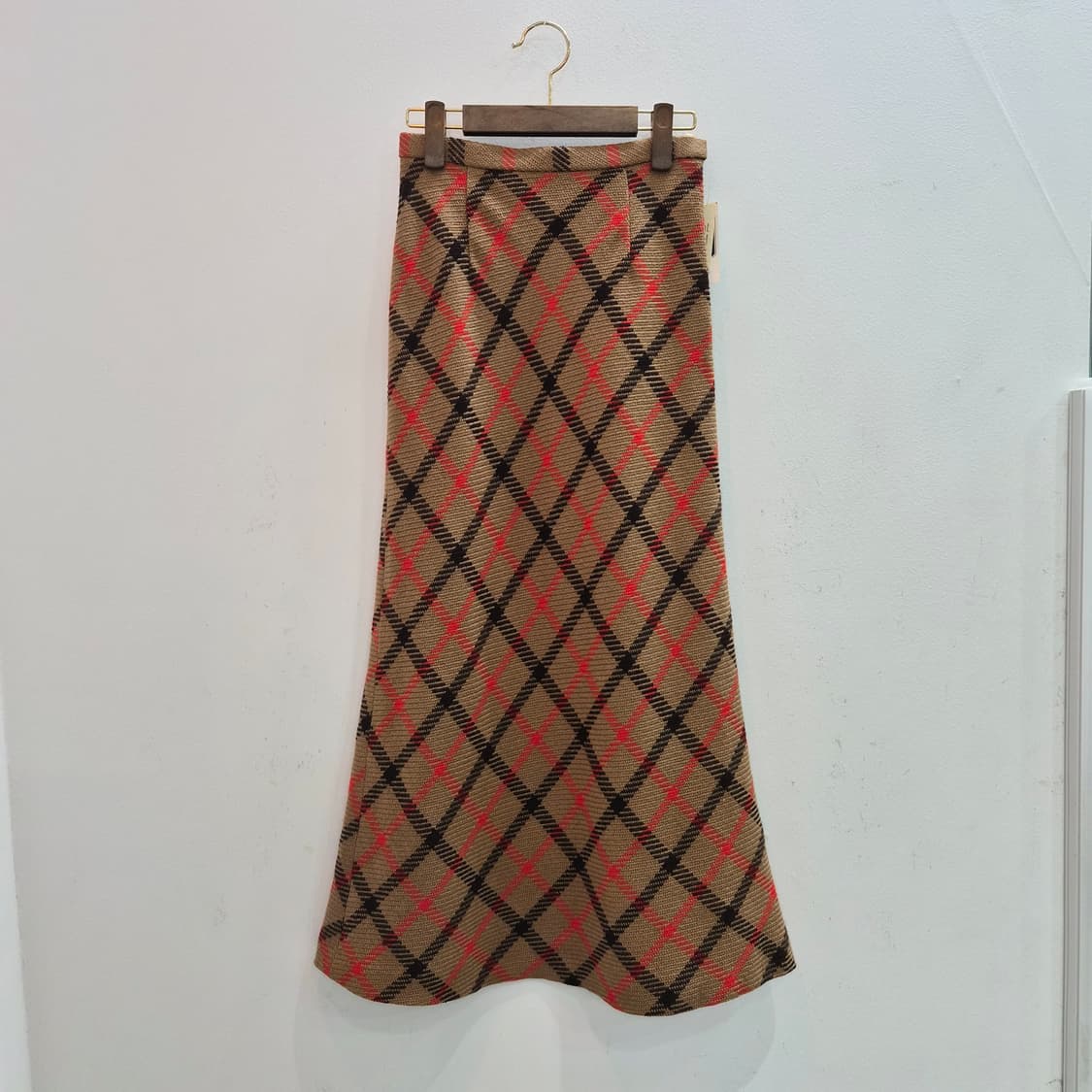 울 100% 클래식체크 롱스커트 상품이미지1