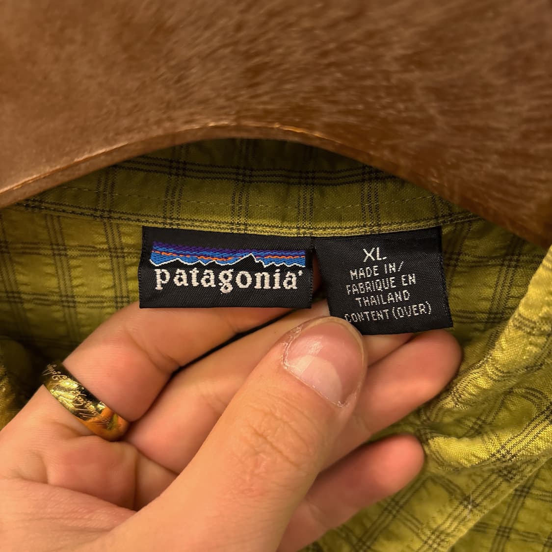 00s 파타고니아 어크로스 체크패턴 시어서커 셔츠 올리브 N1154 상품이미지8