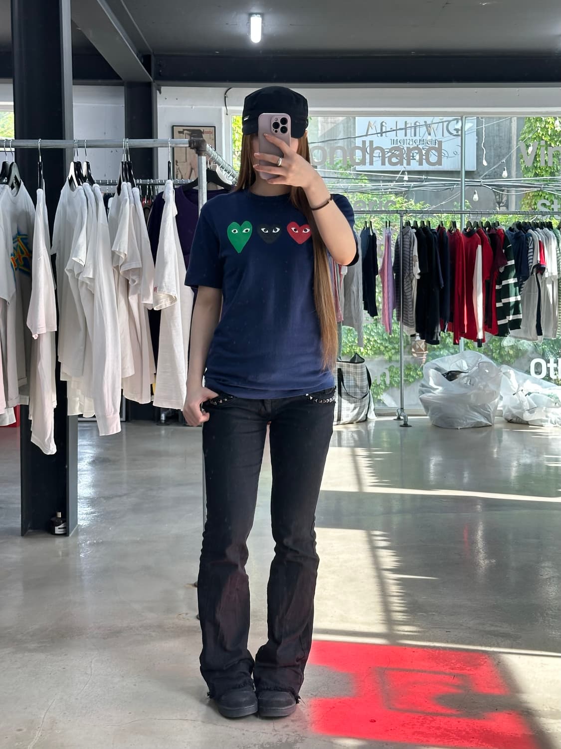 꼼데가르송 플레이 트리플 하트 반팔티  상품이미지3