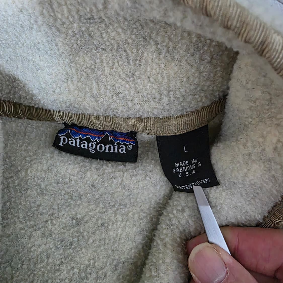 [L] 90s 빈티지 파타고니아 신칠라 플리스 집업 자켓 아이보리 오트밀 상품이미지6