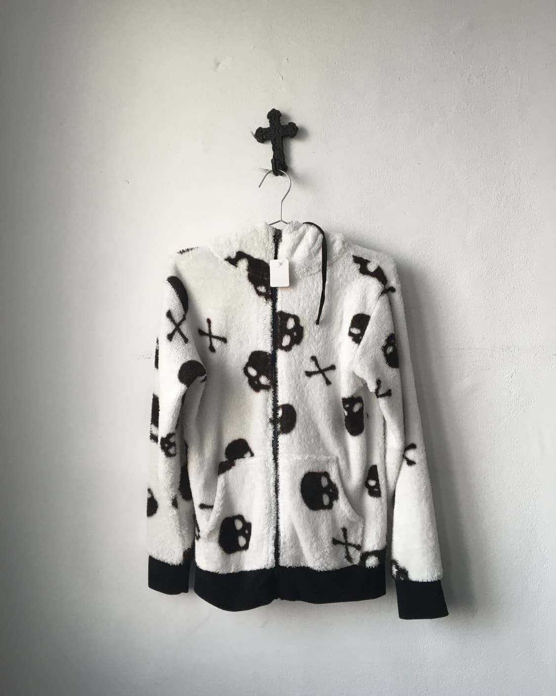 Skull pattern fleece hood zip up 상품이미지2