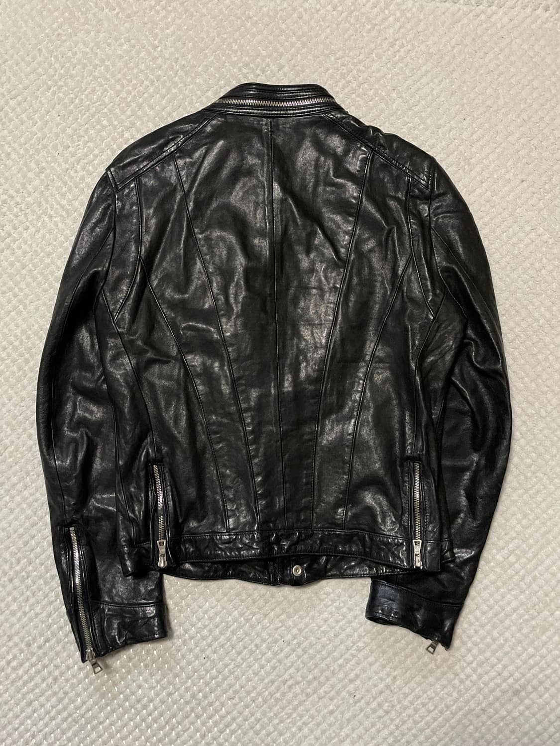 광희시장 웨스턴 무드 램스킨 양가죽 절개 레더 자켓 상품이미지2