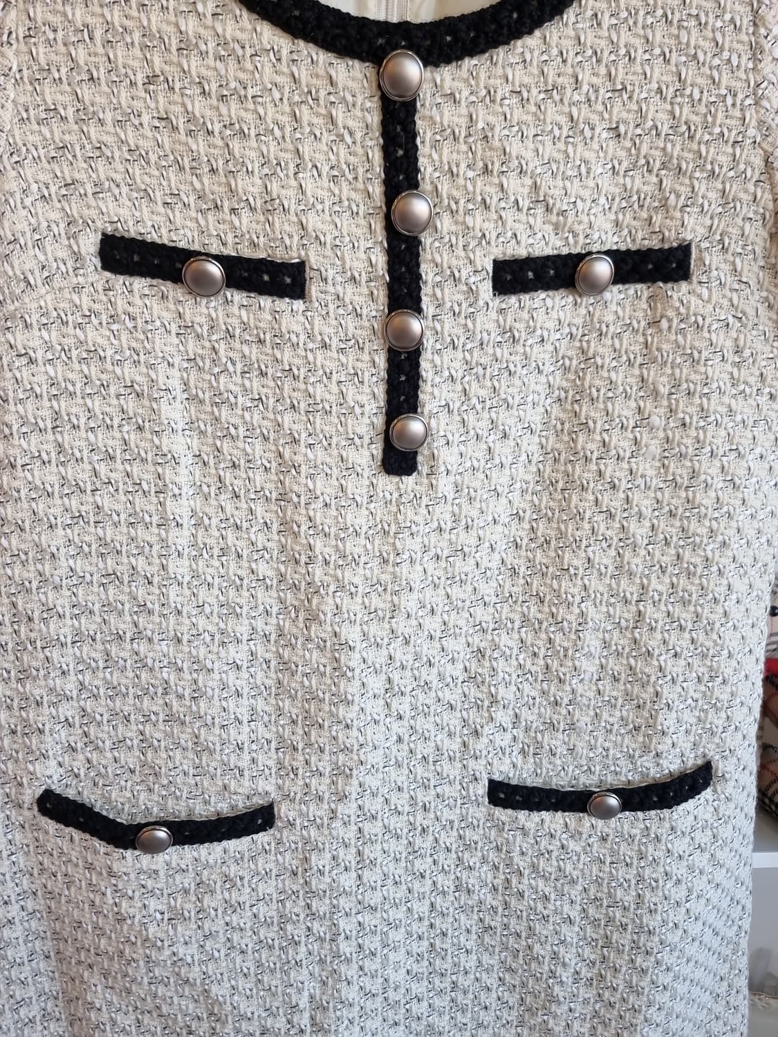 트위드 블랙 트리밍  원피스 상품이미지3