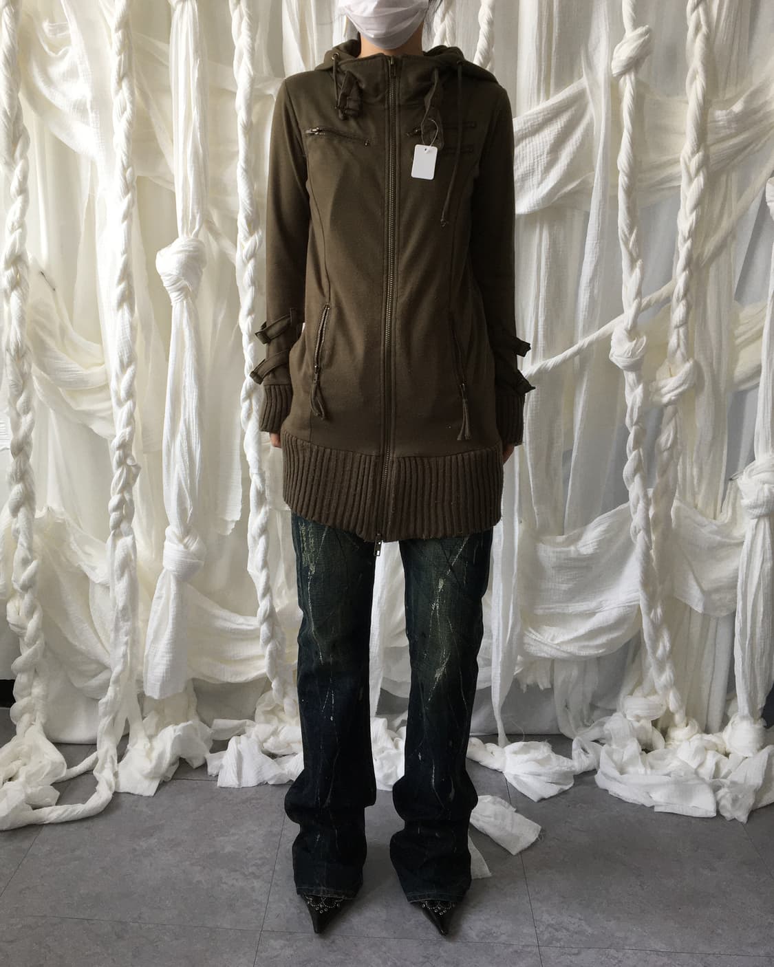 Belted high neck hood zip up 상품이미지7