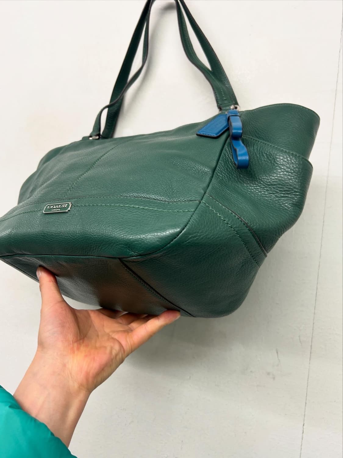 코치 가죽 토트백 숄더백 그린색 상품이미지4