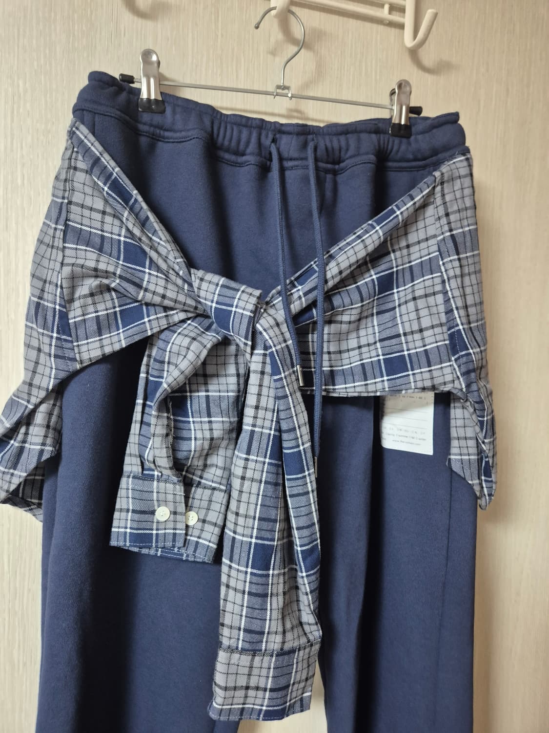 (새제품) 노앙 체크 패턴 셔츠 레이어드 조거팬츠 M 상품이미지4