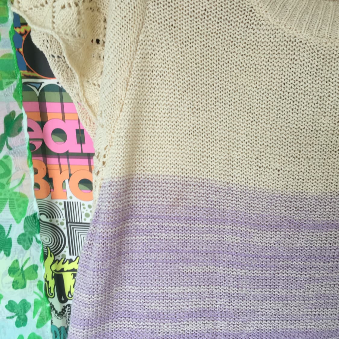 연보라 여름용 레이어드 반팔 니트 오프숄더 상품이미지4