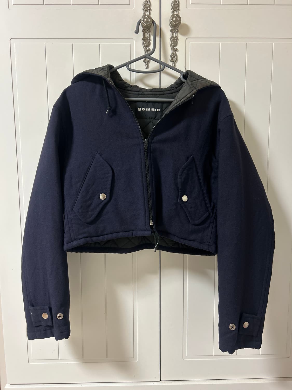 gomme 고무 누빔 크롭 후드 자켓 상품이미지1