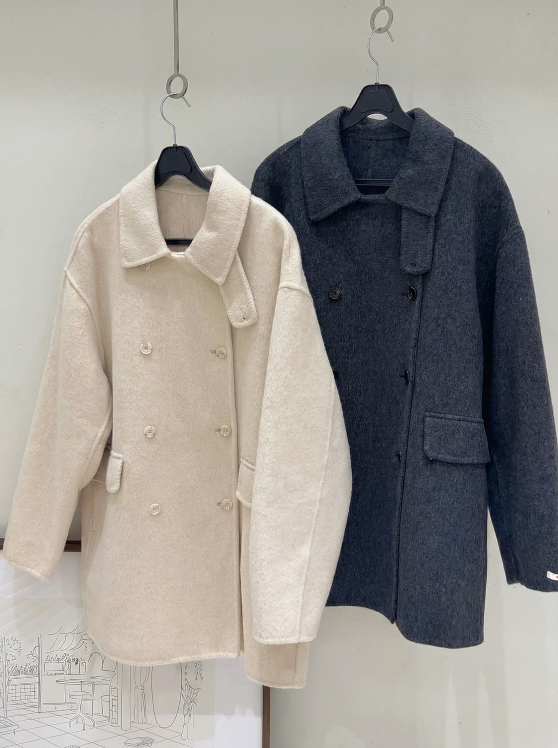 슬로우앤드 핸드메이드 하이넥 울 하프코트 원가 189000원 상품이미지7