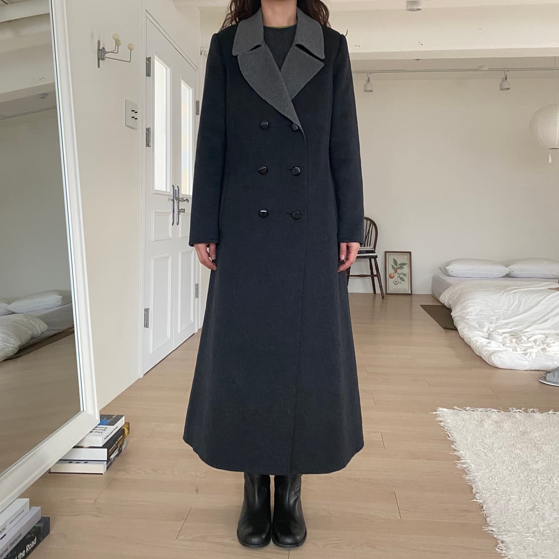 빈티지 캐시미어 100% 더블페이스 롱 코트 상품이미지2