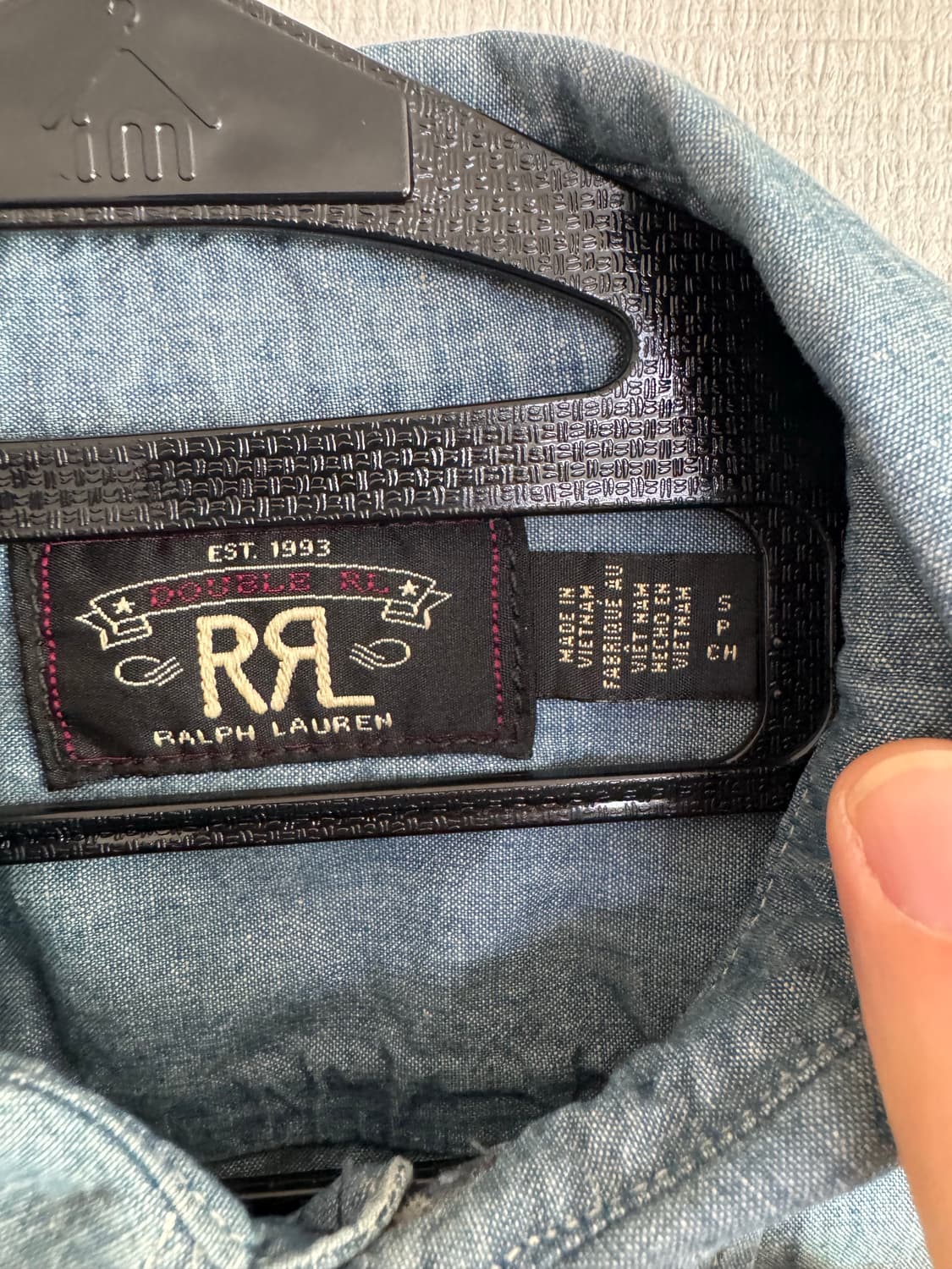 S 더블알엘 임브로이더 샴브레이 자수 셔츠 데님 프린팅 상품이미지4