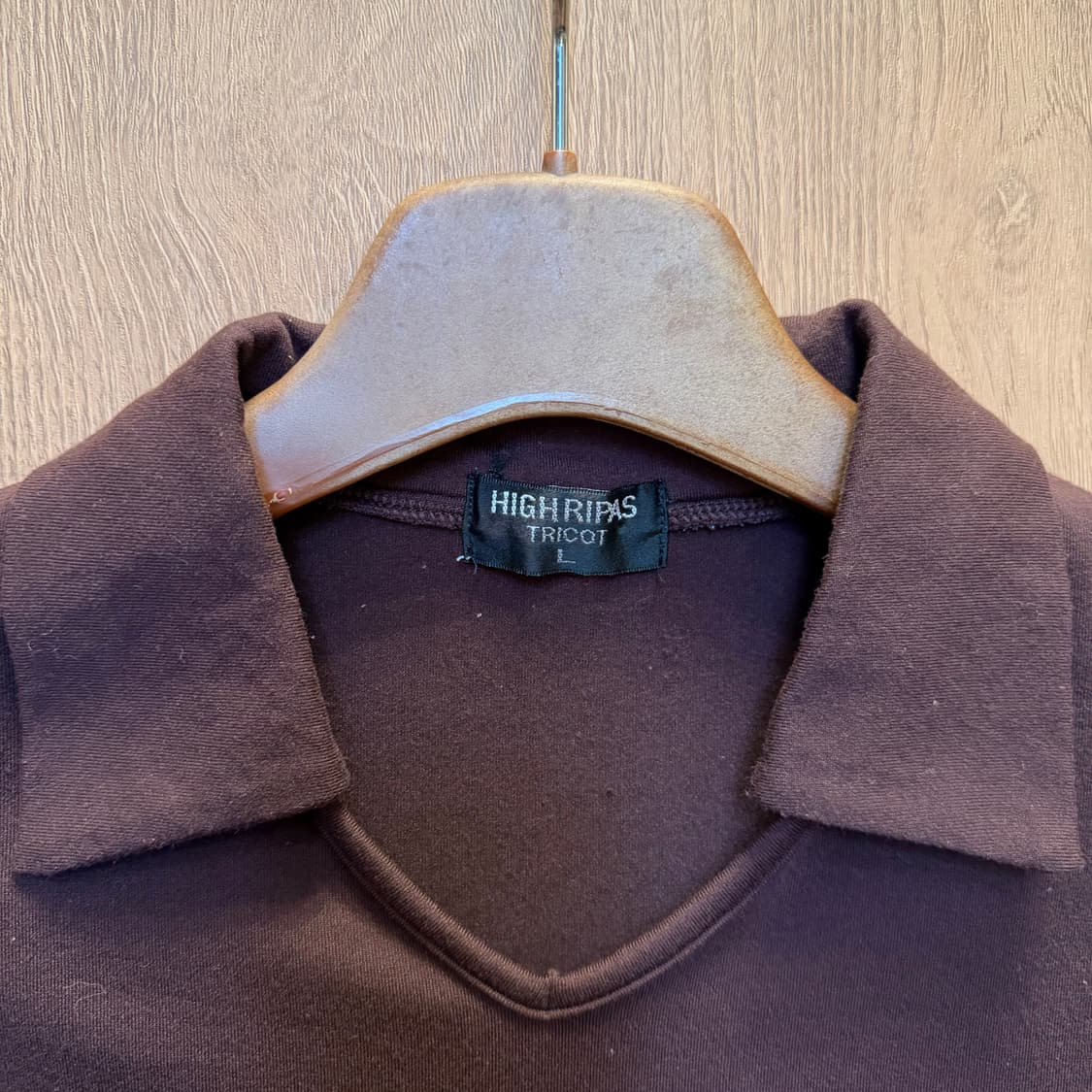 빈티지 반팔 카라 티셔츠 무지 디테일 슬림핏 브라운 상품이미지5