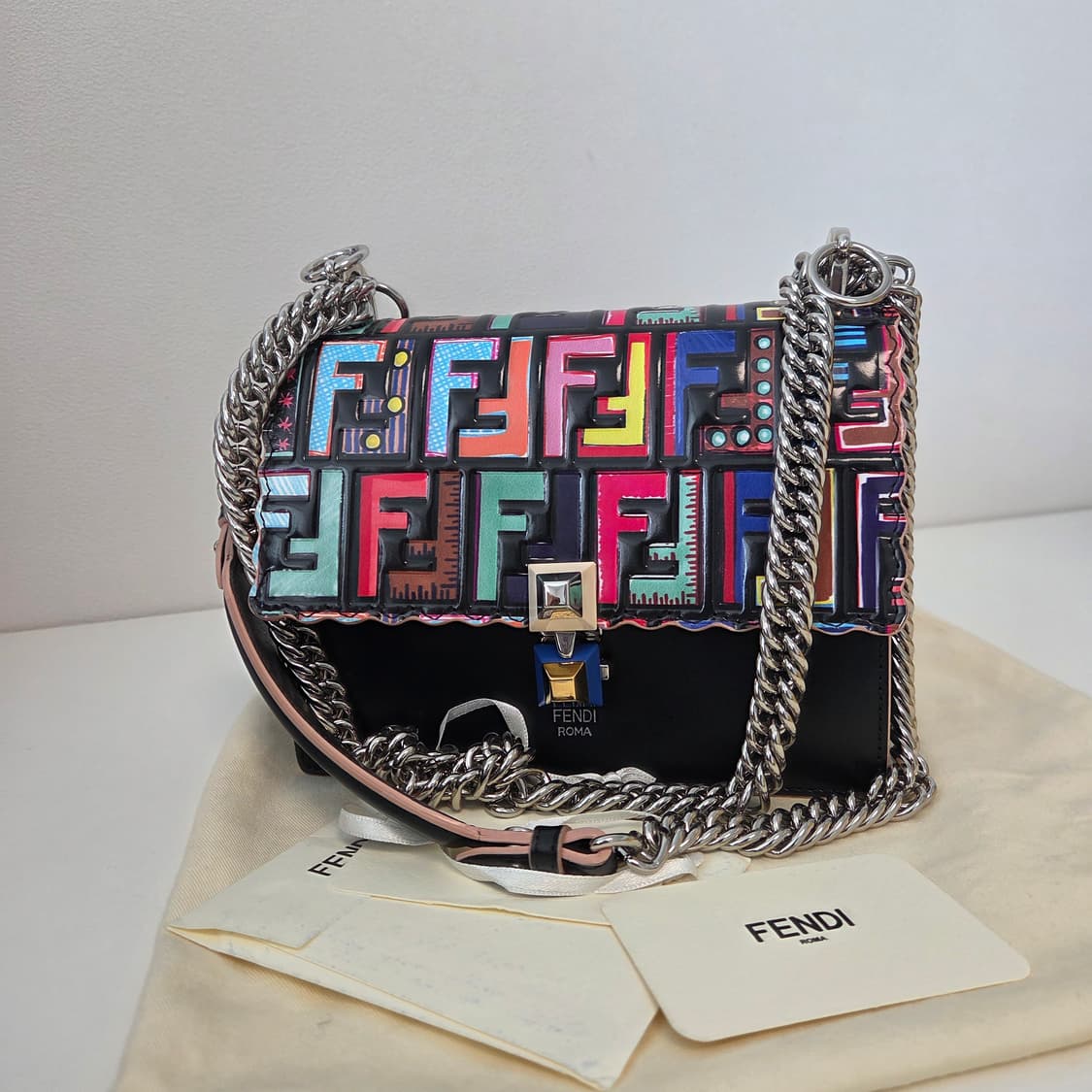 FENDI 펜디 정품 칸아이 캔아이 멀티에프 은장 체인 스몰 숄더 크로스 상품이미지1