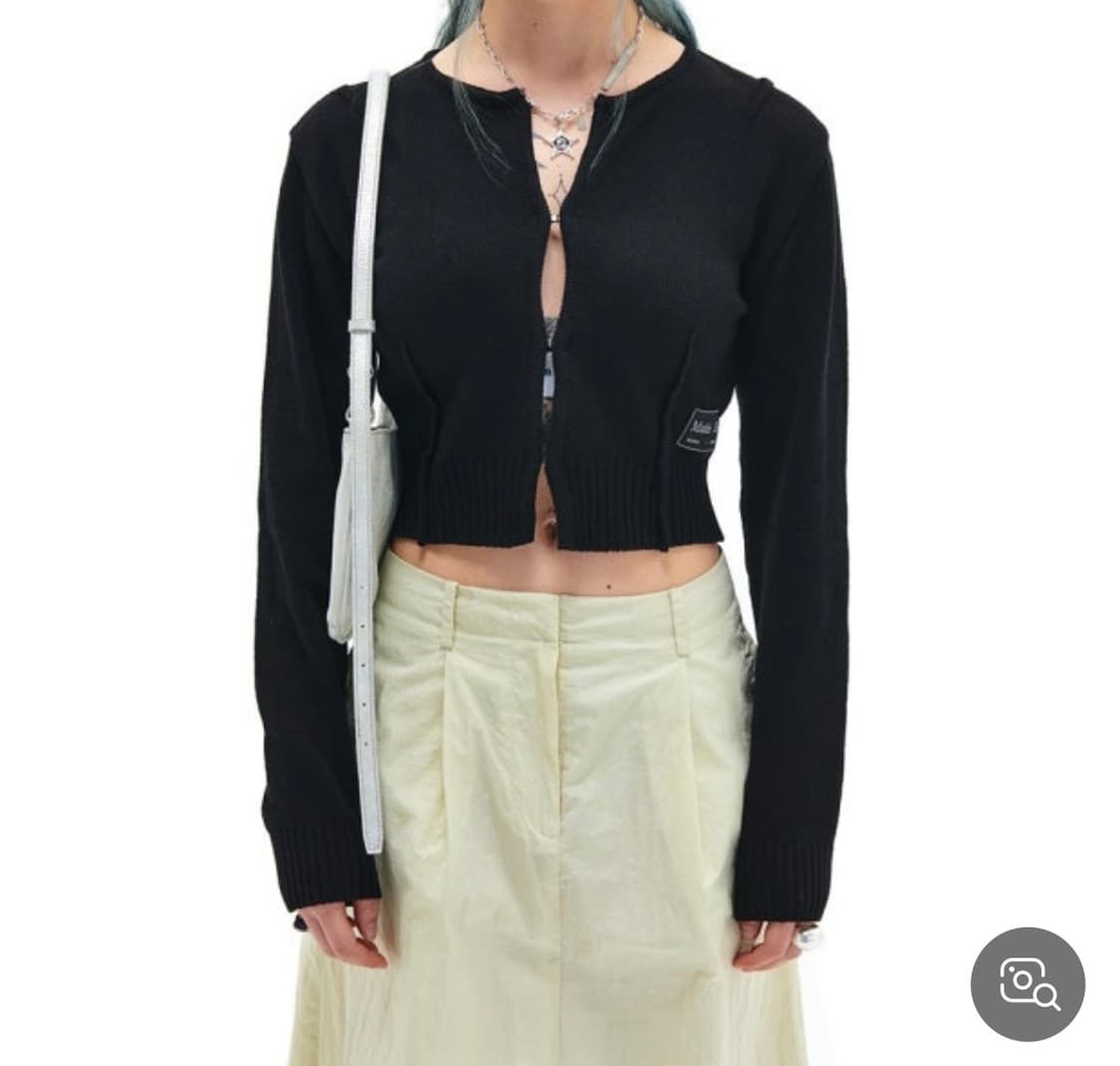 마뗑킴 마뗑킴 크롭 후크 니트 가디건 블랙 상품이미지1