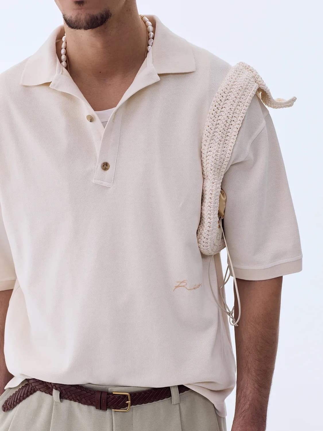 RECTO 렉토 피그먼트 폴로 카라티 크림 M 상품이미지5