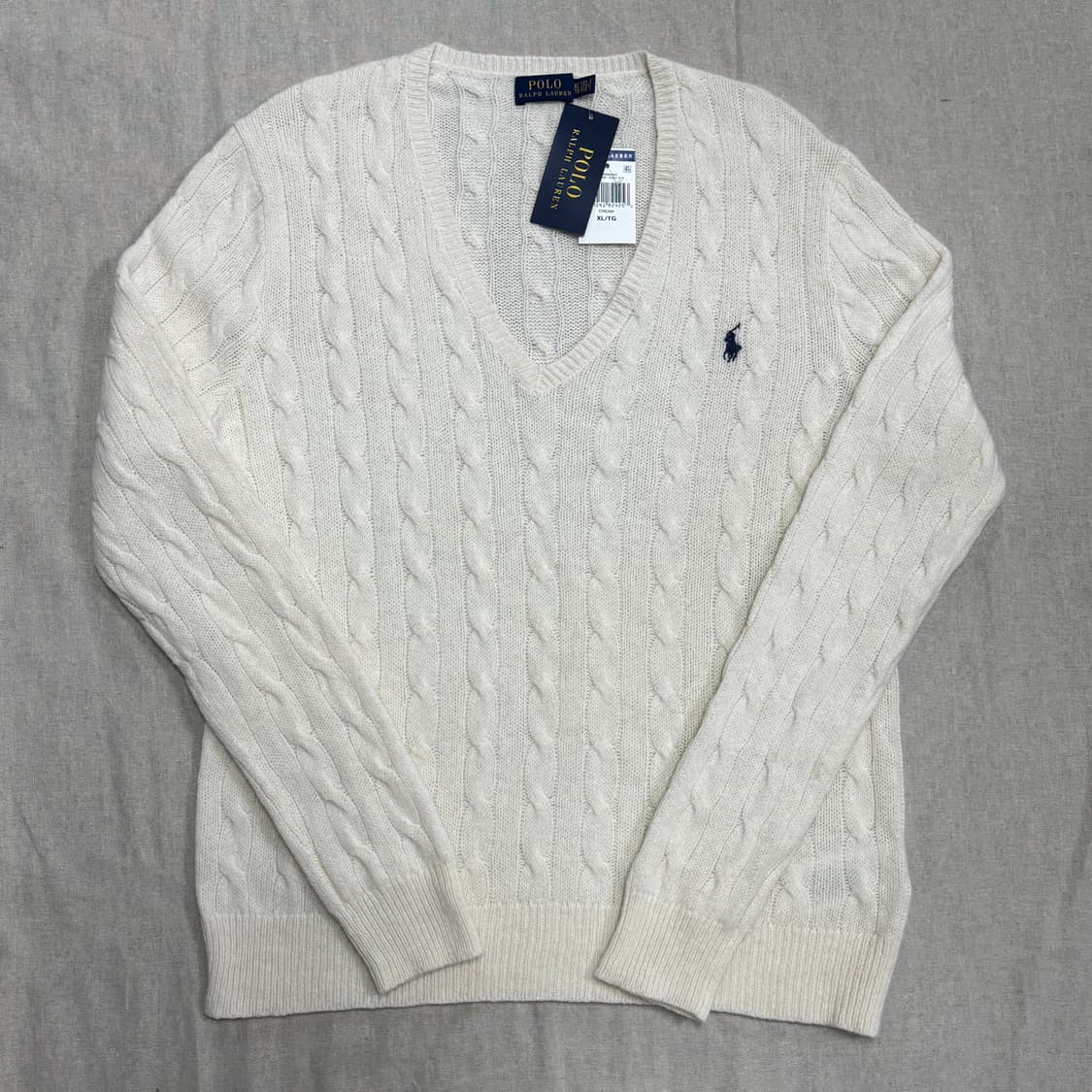 폴로랄프로렌 우먼 캐시미어 아이보리 케이블 니트 XL 상품이미지1