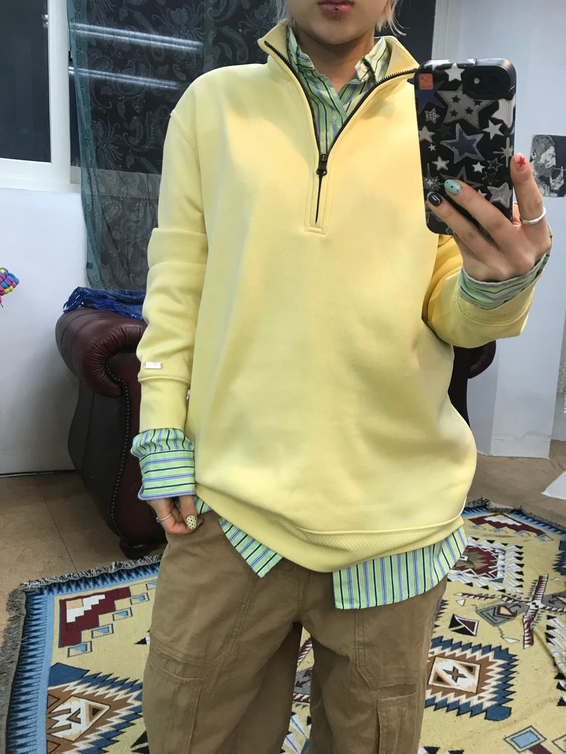 나이키 드라이핏 반집업 옐로우 맨투맨  상품이미지1