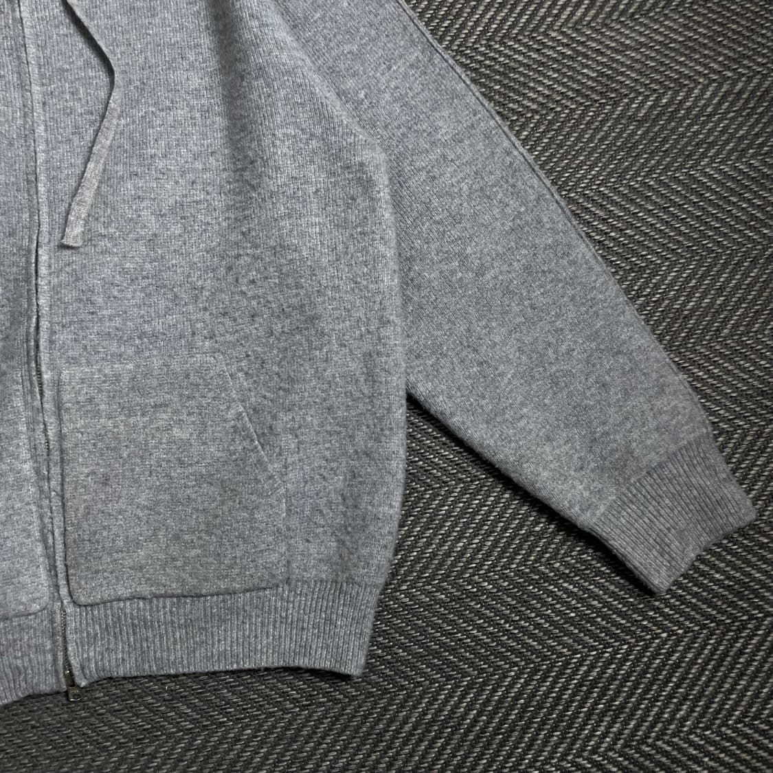 LOGAN 엘보 패치 니트 후드 집업 그레이o 4791 상품이미지5