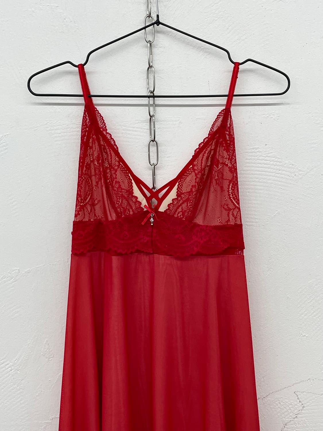 레드 자수 메쉬 슬립 상품이미지5