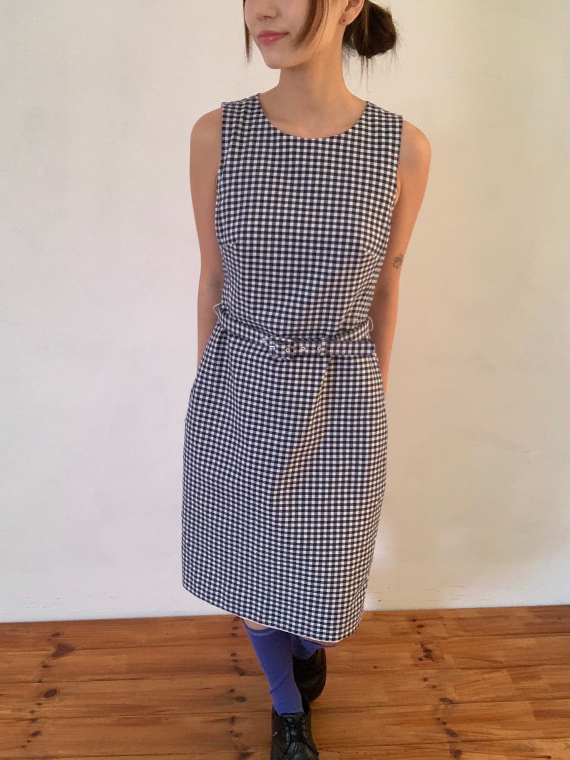 Check Belt Midi Dress 상품이미지4