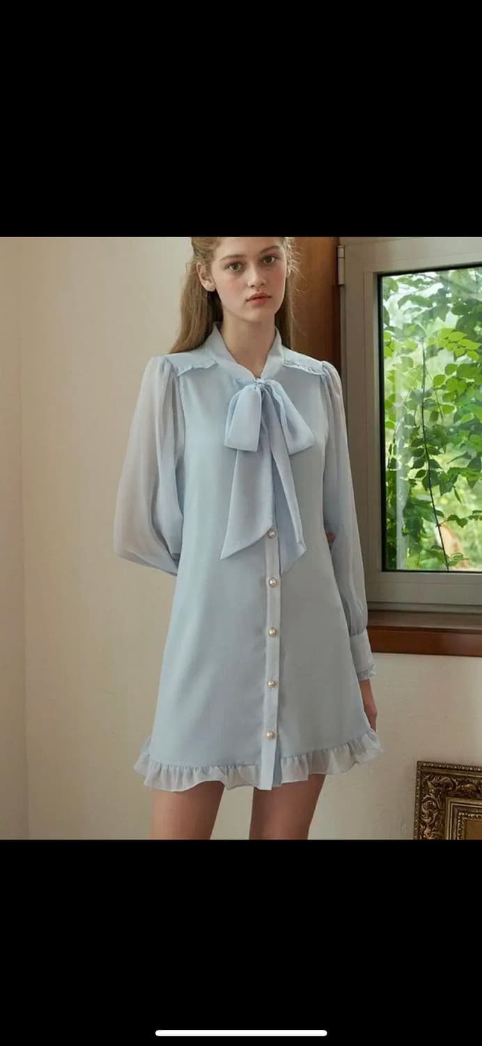 모어댄라이크 프릴버튼리본 드레스 상품이미지3