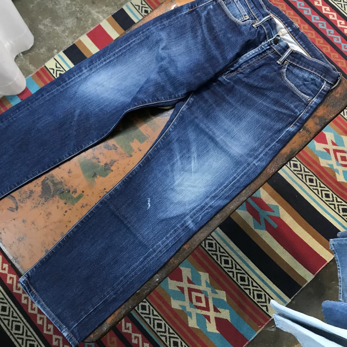 리바이스 505 진청 워시드 데님 팬츠 허리 32 사이즈 상품이미지4