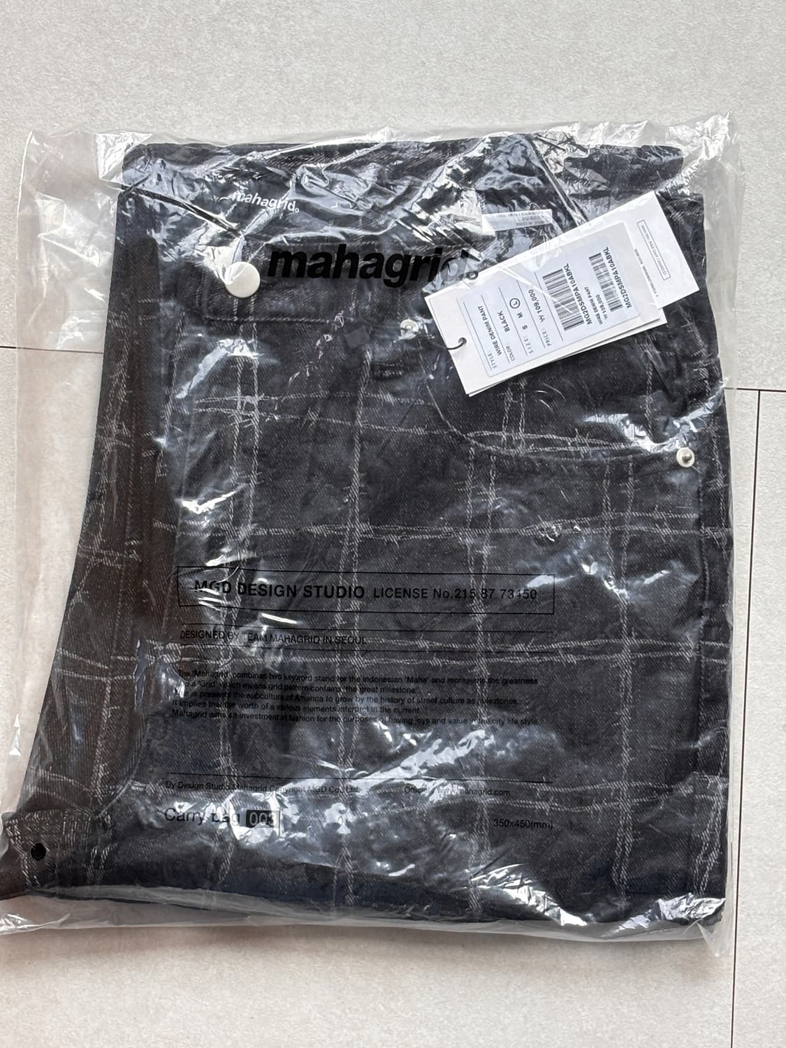 마하그리드 체인와이어 프린팅 데님팬츠 블랙 L 체크패턴 상품이미지8