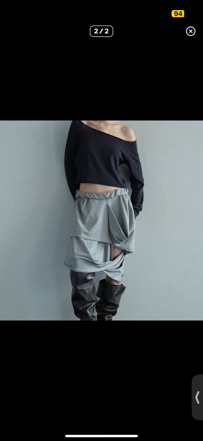 세릭 SLASHED DRAPE SKIRT GREY 상품이미지1