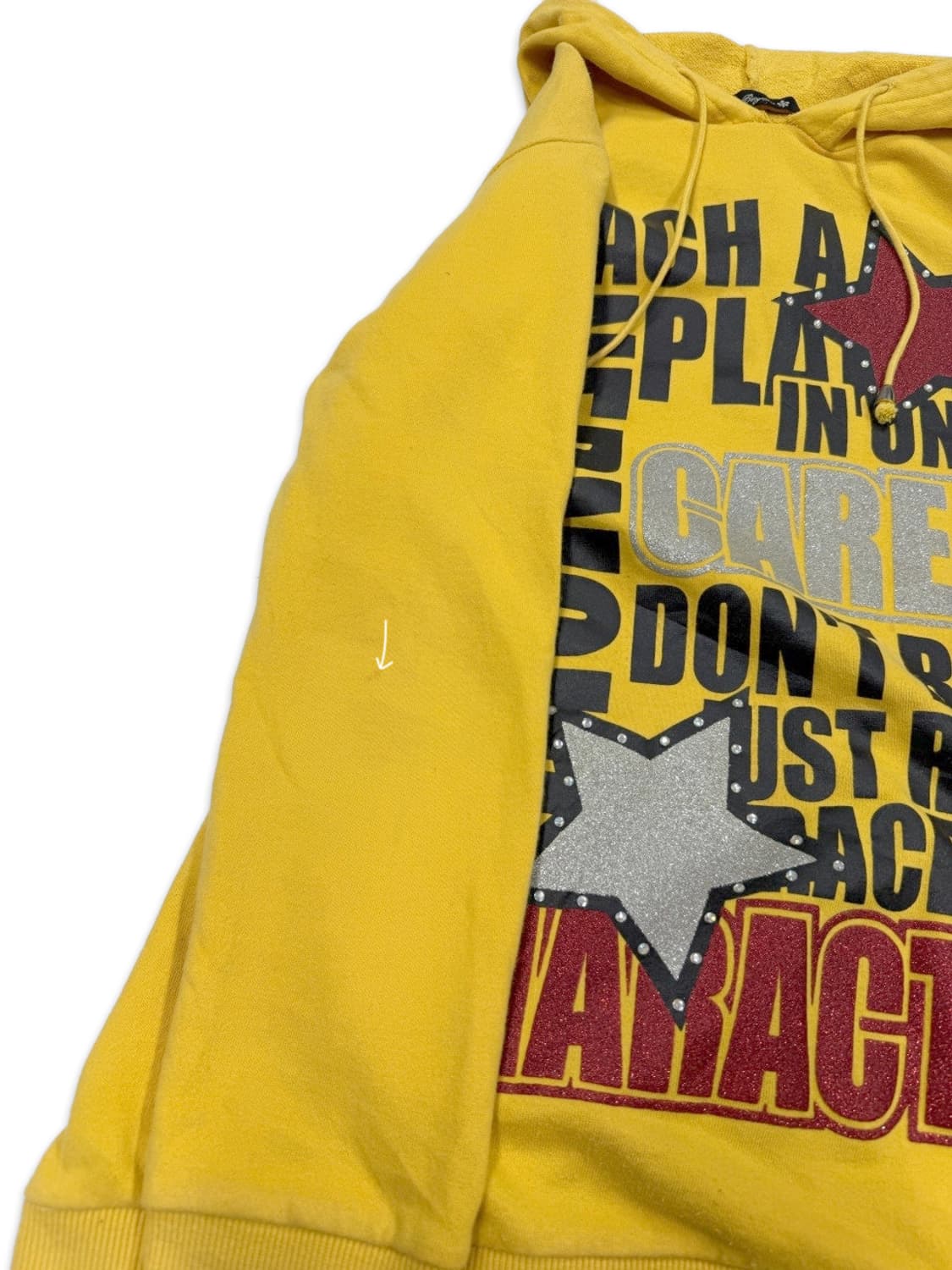 빈티지 옐로우 레터링 펑크 후드티 상품이미지5