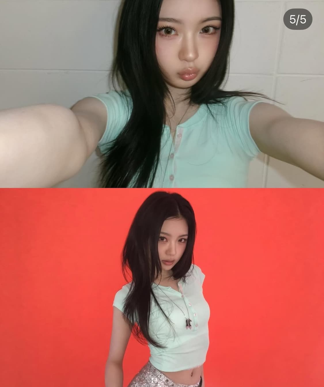 키키 키야착용/당일배송) 포어링 베이비 파우더 레이스 티 민트 m사이즈 상품이미지3