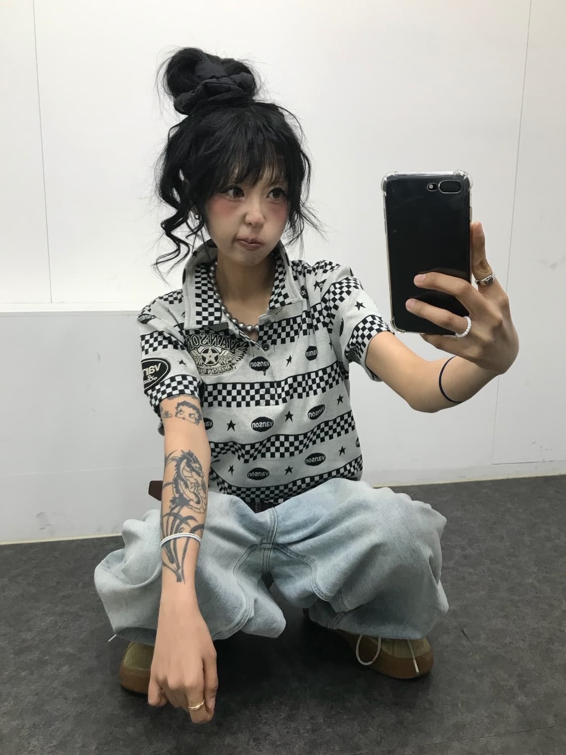 밴슨 자수 스트라이프 대대장 피케 니트 티셔츠  상품이미지5