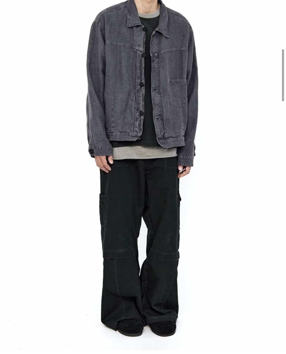 폴리테루 린넨 트러커 자켓 블루 4 size 상품이미지5