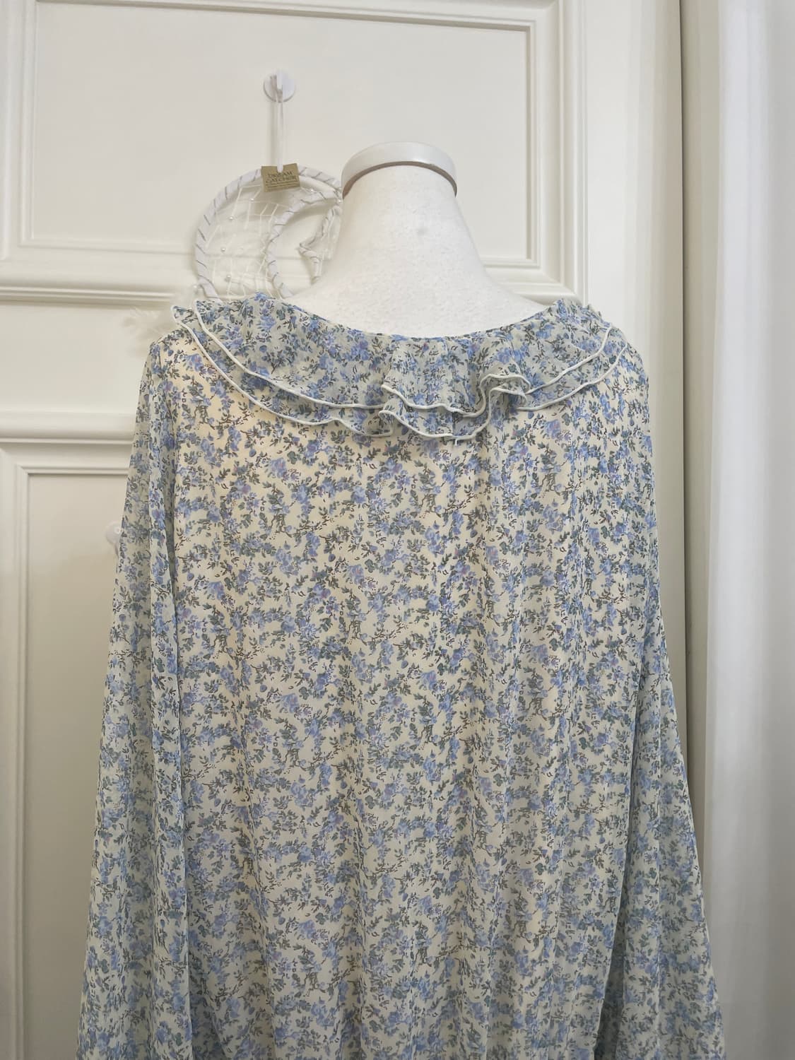 blue flower ruffle lace-up loose opc 상품이미지4