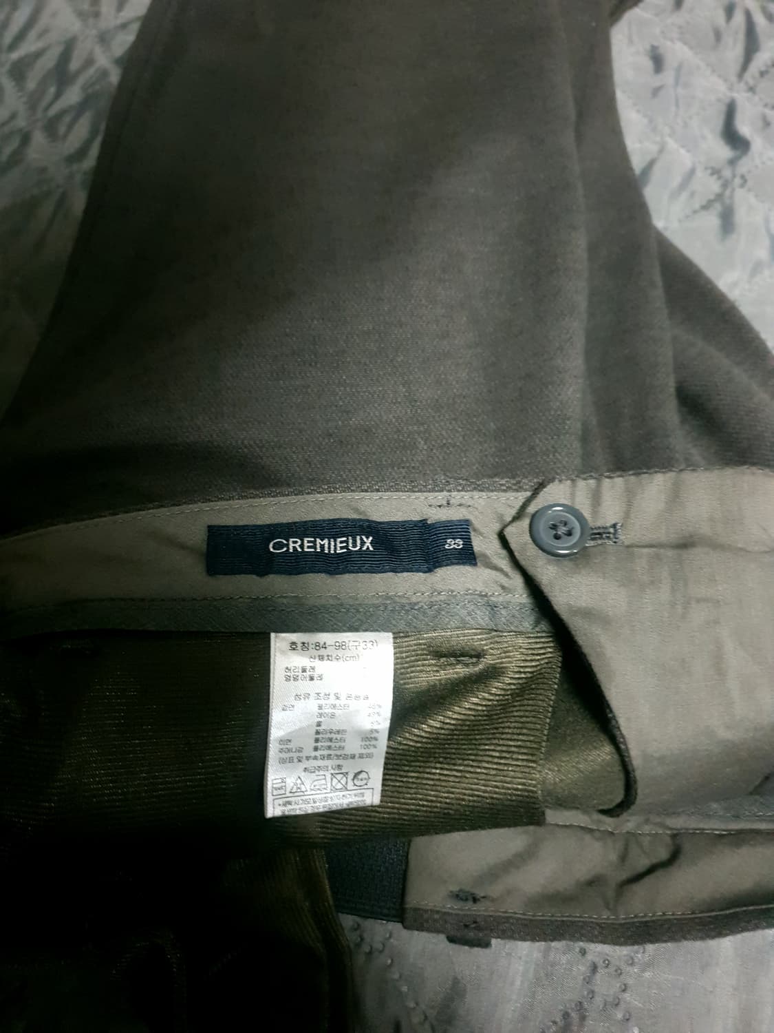 CREMIEUX 스판 울혼방 기모 슬랙스 팬츠 다크브라운 (33) 상품이미지4